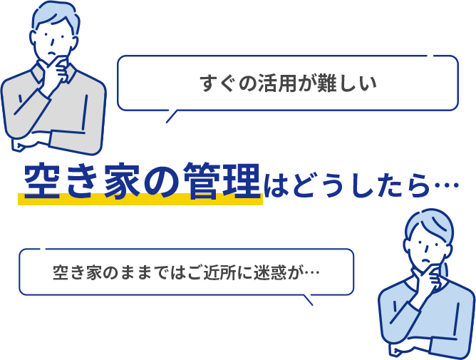 すぐの活用が難しい 空き家の管理はどうしたら… 空き家のままではご近所に迷惑が…